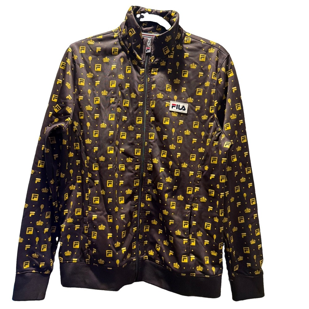 NWT FILA x Urban Outfitters Monogram Track Jacket Brown Gold Mens S NWT